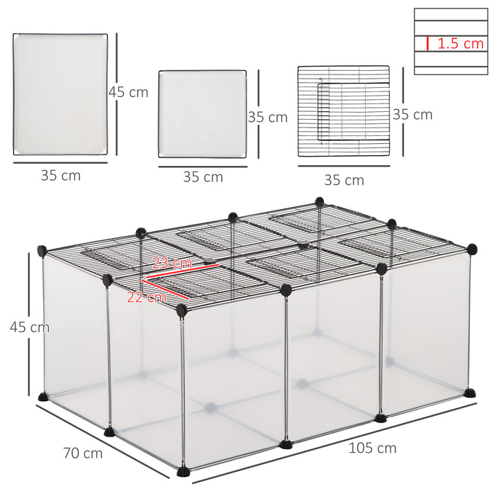 EasyComfort Recinto per Criceti e Conigli Modulabile con Accessori Montaggio, in Resina e Acciaio, 105x70x45cm