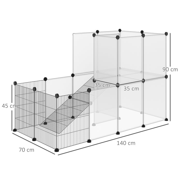 EasyComfort Recinto Modulare per Conigli e Animali di Piccole Dimensioni, 27 Pannelli Acciaio e Resina - Nero