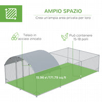 EasyComfort Recinto per Galline da Esterno in Acciaio con Telo di Copertura in PE Anti-UV, 570x280cm