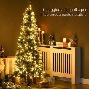 Albero di Natale Artificiale Innevato 180 cm 618 Rami 240 Luci LED Verde