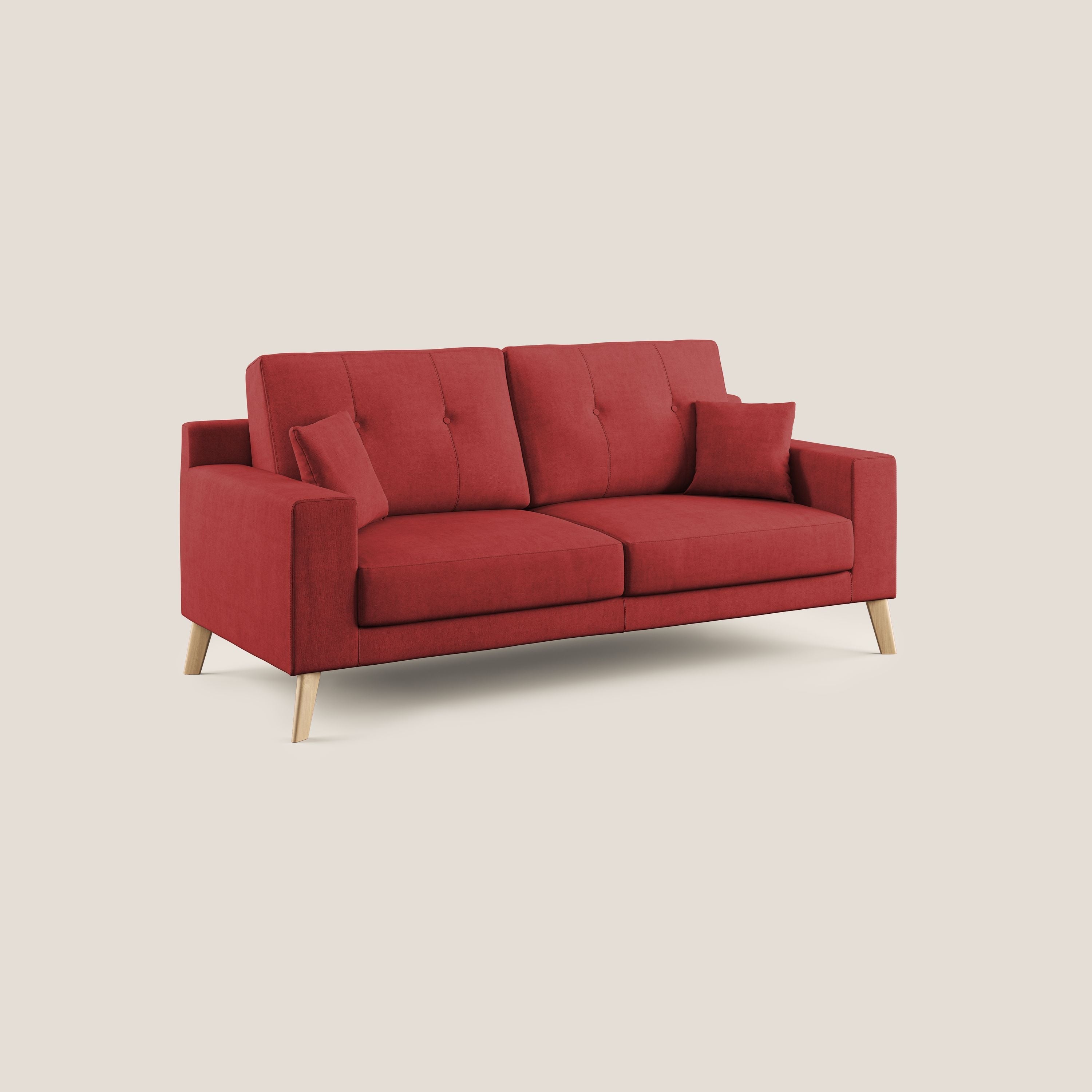 Divano 3 Posti 206x95x91 cm in Tessuto Rosso