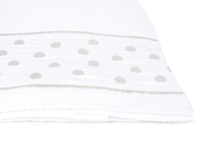 Set Asciugamano Copiola Salvietta Bagno In Spugna 100% Cotone Mod Pois Bianco