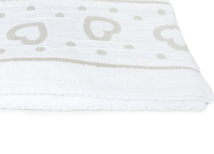 Set Asciugamano Copiola Salvietta Bagno In Spugna 100% Cotone Mod Amore Bianco