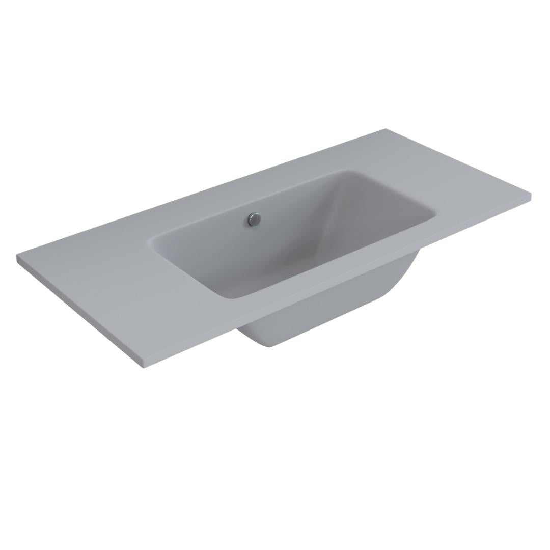 Lavabo ad incasso mineral marmo colore grigio cenere mobile composizione bagno *** misure 81x46 cm, confezione 1