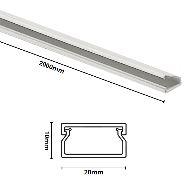 Canale bianco portacavi pvc 20x10mm biadesivo barra 2 metri