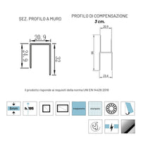 Lato porta box doccia angolare nicchia dafne cristallo 6 mm 120 cm trasparente