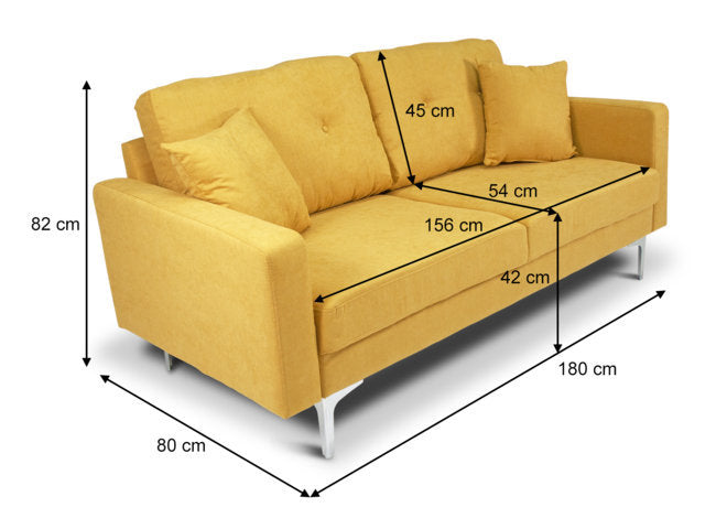 Divano 3 posti in tessuto vellutato giallo piedi in metallo Chloe DI-CH16FBC-PM
