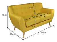 Divano 2 posti in tessuto giallo dallo stile scandinavo Emily DI-EM162P