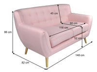 Divano 2 posti in tessuto rosa dallo stile scandinavo Emily DI-EM192P