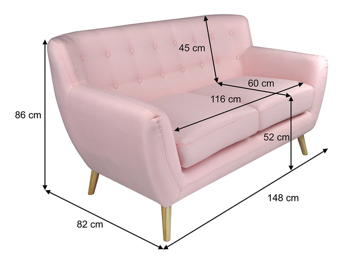 Divano 2 posti in tessuto rosa dallo stile scandinavo Emily DI-EM192P