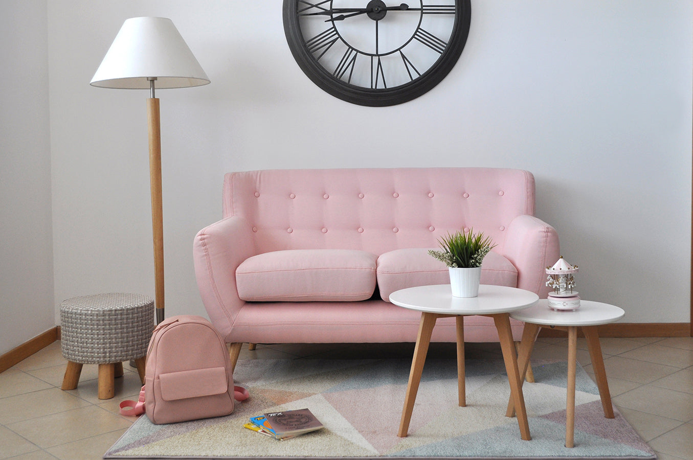 Divano 2 posti in tessuto rosa dallo stile scandinavo Emily DI-EM192P