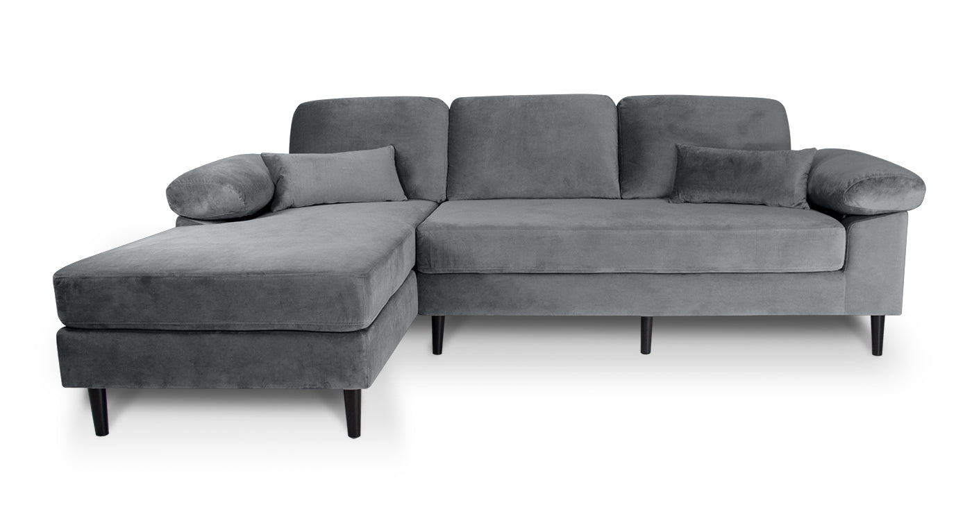 Divano angolare 3 posti con chaise longue sinistra mod. Washington  - Colore: grigio - DI-WA01VLT-CLSX