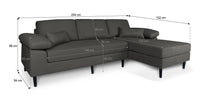 Divano angolare 3 posti con chaise longue destra mod. Washington - Colore: grigio scuro - DI-WA05FBC-CLDX