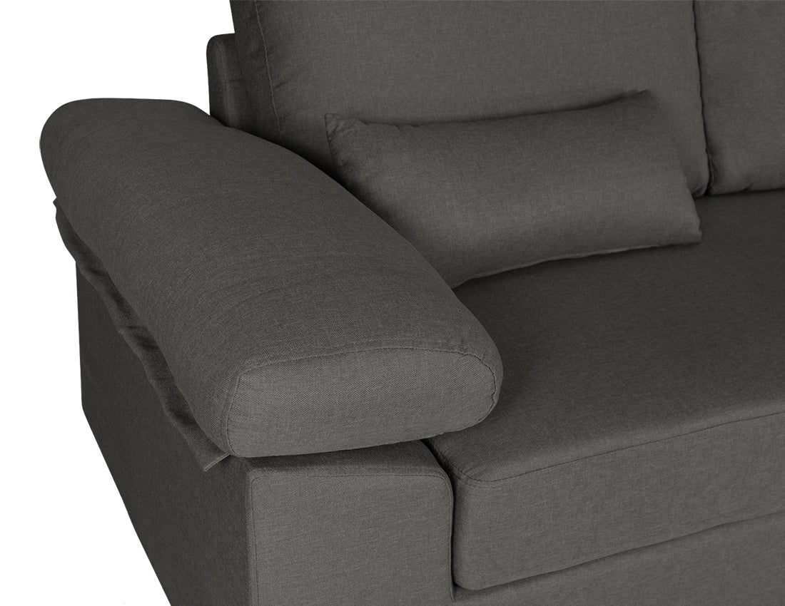 Divano angolare 3 posti con chaise longue destra mod. Washington - Colore: grigio scuro - DI-WA05FBC-CLDX