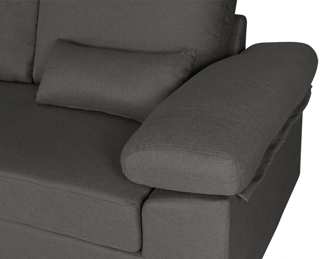 Divano angolare 3 posti con chaise longue sinistra mod. Washington - Colore: grigio scuro - DI-WA05FBC-CLSX