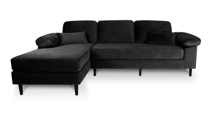 Divano angolare 3 posti con chaise longue sinistra mod. Washington - Colore: nero - DI-WA10VLT-CLSX