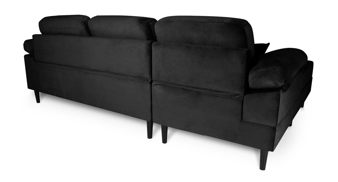 Divano angolare 3 posti con chaise longue sinistra mod. Washington - Colore: nero - DI-WA10VLT-CLSX