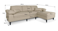 Divano angolare 3 posti con chaise longue destra mod. Washington - Colore: beige - DI-WA11FBC-CLDX