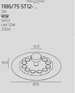 DISK SABBIA CON STAFFA DI FISSAGGIO E COPRIBASE 1186-75 ST12-SA