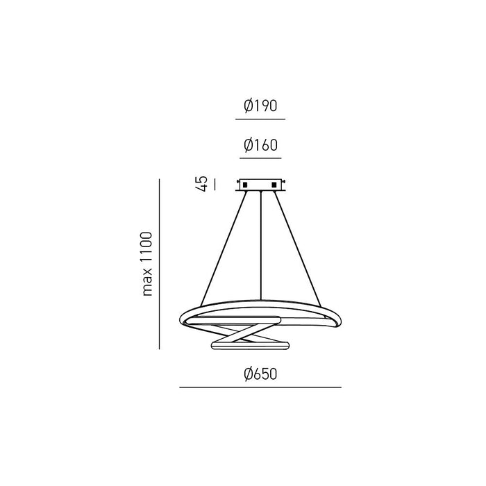 Sospensione Moderna Diva Alluminio Titanio 1 Luce Led 44W