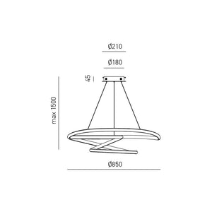 Sospensione Moderna Diva Alluminio Titanio 1 Luce Led 80W