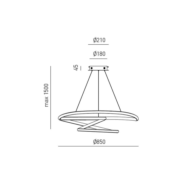 Sospensione Moderna Diva Alluminio Titanio 1 Luce Led 80W