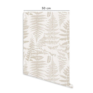 Carta da parati adesiva Fern in vinile ecru- 1 rotolo 50x300 cm-Decochic