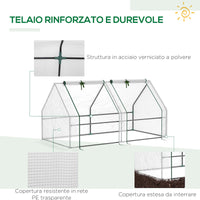 Serra da Giardino 180x90x90 cm Telaio in Acciaio Copertura in PE Rinforzato Bianco