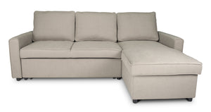 Divano letto angolare con contenitore, divano con chaise longue tortora mod. Kennedy DL-KE03CL