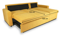 Divano letto angolare con contenitore, divano con chaise longue giallo mod. Kennedy DL-KE16CL