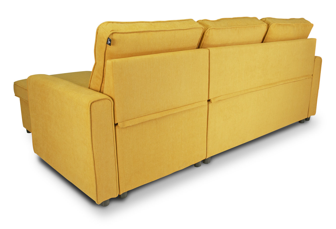 Divano letto angolare con contenitore, divano con chaise longue giallo mod. Kennedy DL-KE16CL