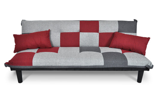 Divano letto clic clac mod. Russell in tessuto grigio scuro - rosso - grigio chiaro DL-RU050201FB