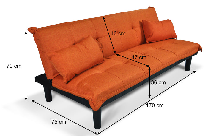 Divano letto clic clac mod. Russell in tessuto arancione DL-RU06FB