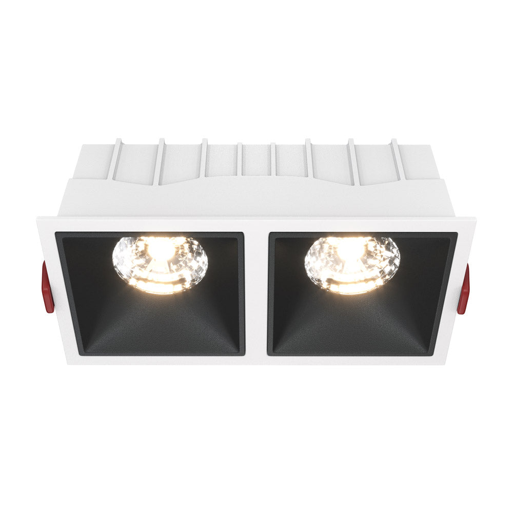 Doppio Faretto Da Incasso Moderno Alfa Led Alluminio Bianco 15W Luce Calda Dimm.