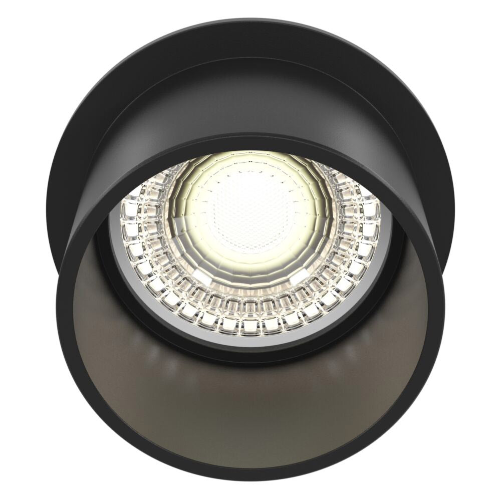 Faretto Da Incasso Moderno Reif Alluminio Nero 1 Luce Diffusore Nero