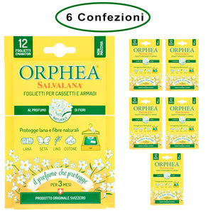 Orphea salvalana foglietti per cassetti e armadi profumo di fiori 6 confezioni da 12 foglietti