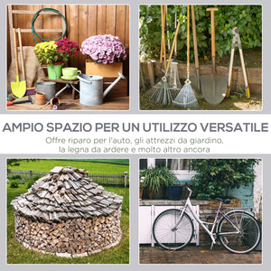 Capanno Box da Giardino Porta Utensili 2x2m in Acciaio e Copertura Anti-UV Grigio