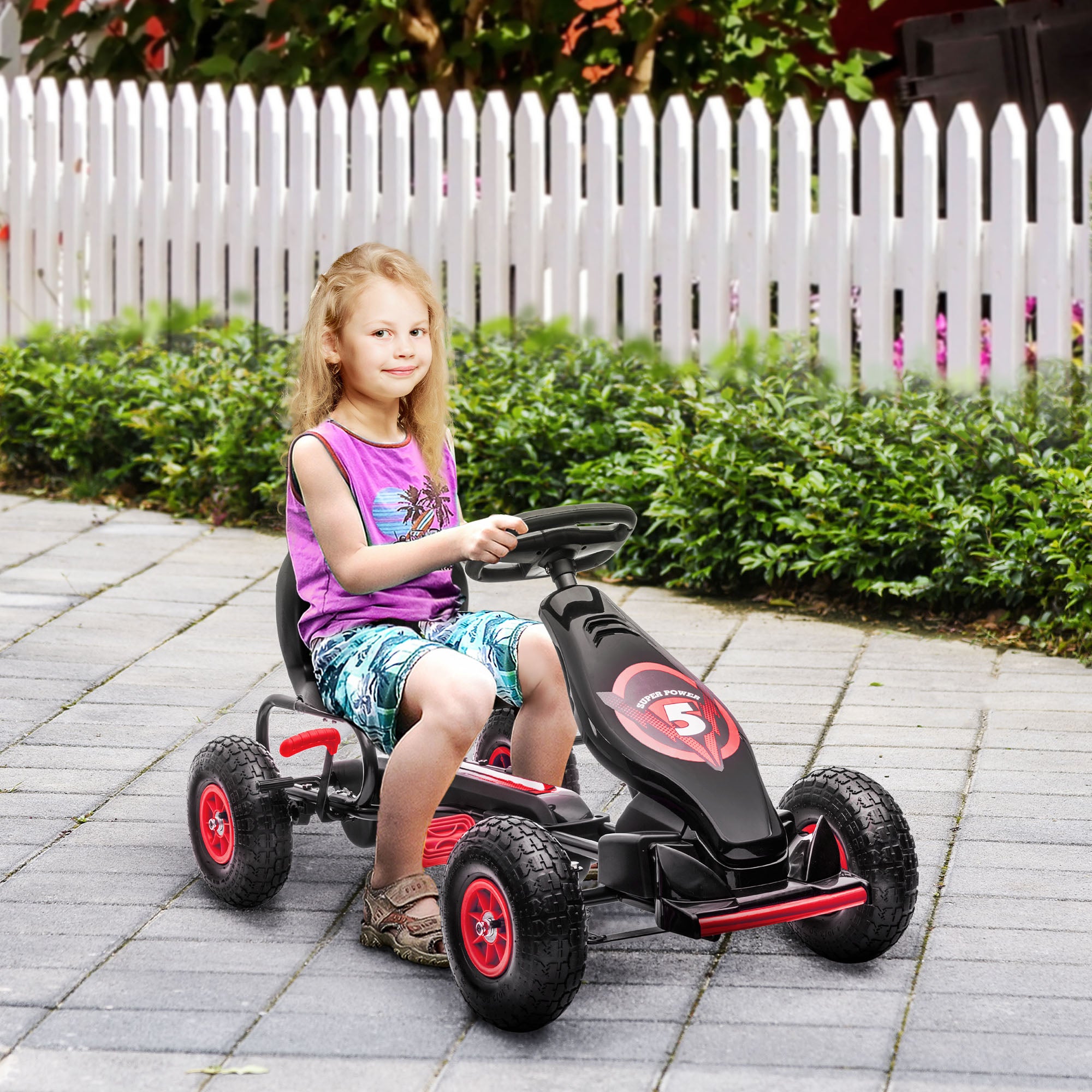 Go-Kart a Pedali per Bambini con Sedile Regolabile Rosso