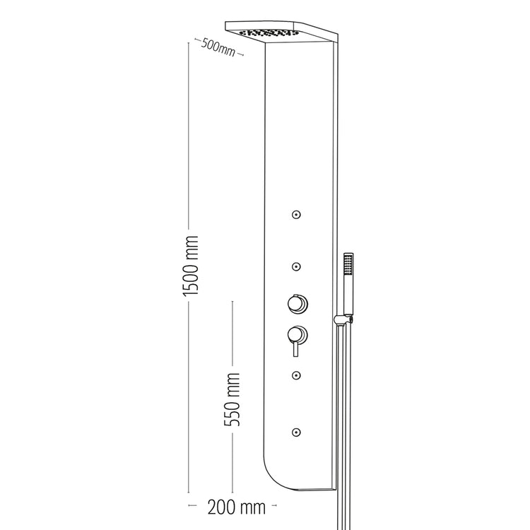 Colonna doccia 005b acciaio inox 3 funzioni 4 bocchette idro lombari l20xp50xh150 *** finitura- spazzolato, confezione 1