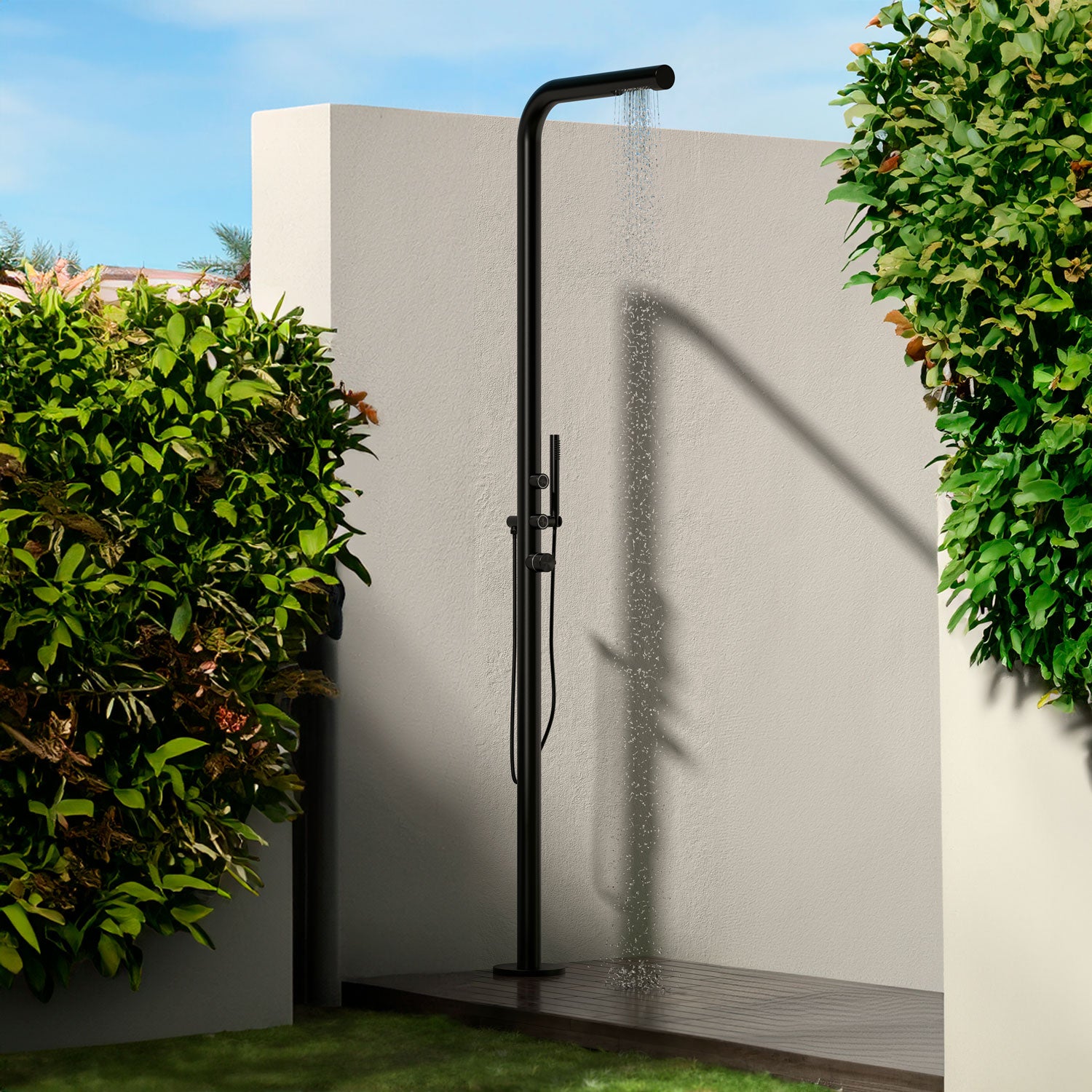 Sined Budoni Doccia Da Giardino In Acciaio Inox 316l Con Doccetta Altezza 221 Cm Nero Satinato