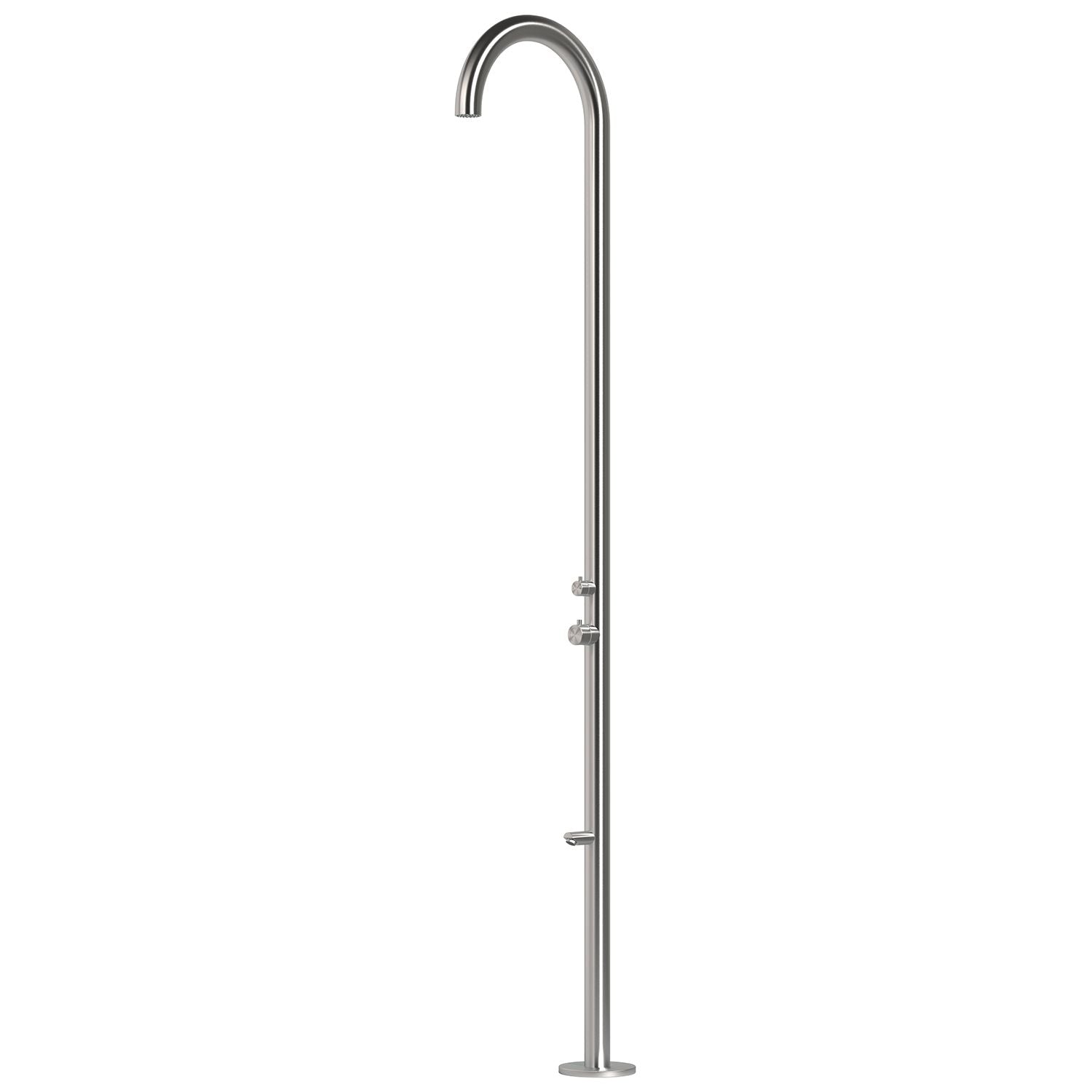 Sined Olbia Doccia Per Esterni In Acciaio 316l Soffione e Lavapiedi h 2439 Cm Inox Opaco