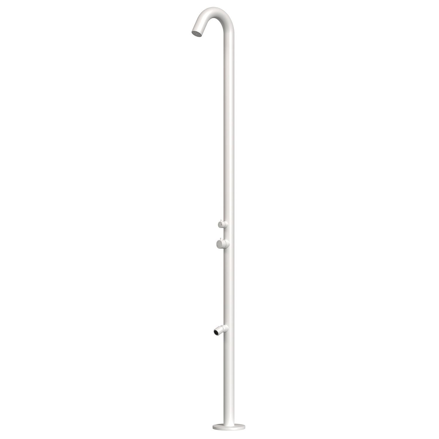 Sined Quartu Doccia Per Esterni In Acciaio 316l Soffione e Lavapiedi h 2289 Cm Inox Bianco Opaco