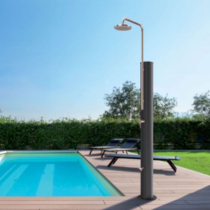 Doccia solare piscina con lavapiedi CHROME in acciaio 304 Astralpool - Doccia Solare Piscina Con Lavapiedi Chrome In Acciaio 304 Astralpool Argento