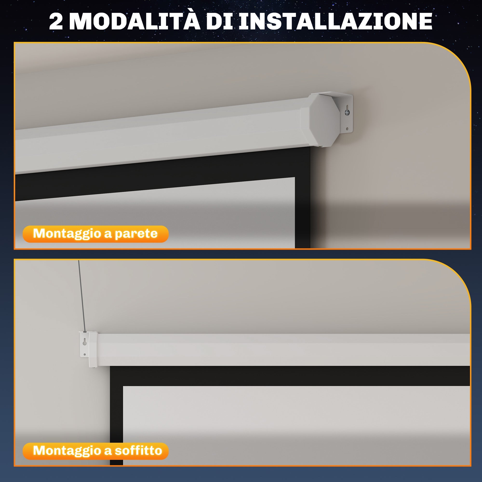 Telo Proiettore 120" Formato 1:1 a Parete o Soffitto 223x8x223 cm Bianco