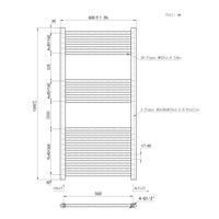 Termoarredo Bagno in Acciaio al Carbonio Calorifero Riscaldamento ad Acqua Bianco 1200x600 mm