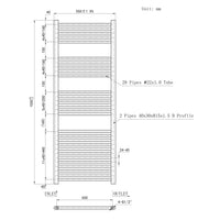 Termoarredo Bagno Scaldasalviette Acciaio al carbonio Termosifone Antracitico 1500x550mm