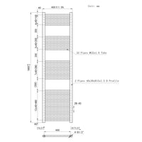 Termoarredo Bagno in Acciaio al Carbonio Calorifero Riscaldamento ad Acqua Bianco 1800x450 mm