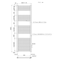 Termoarredo Bagno in Acciaio al Carbonio Calorifero Riscaldamento ad Acqua Bianco 1800x500 mm