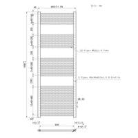 Termoarredo Bagno in Acciaio al Carbonio Calorifero Riscaldamento ad Acqua Bianco 1800x600 mm