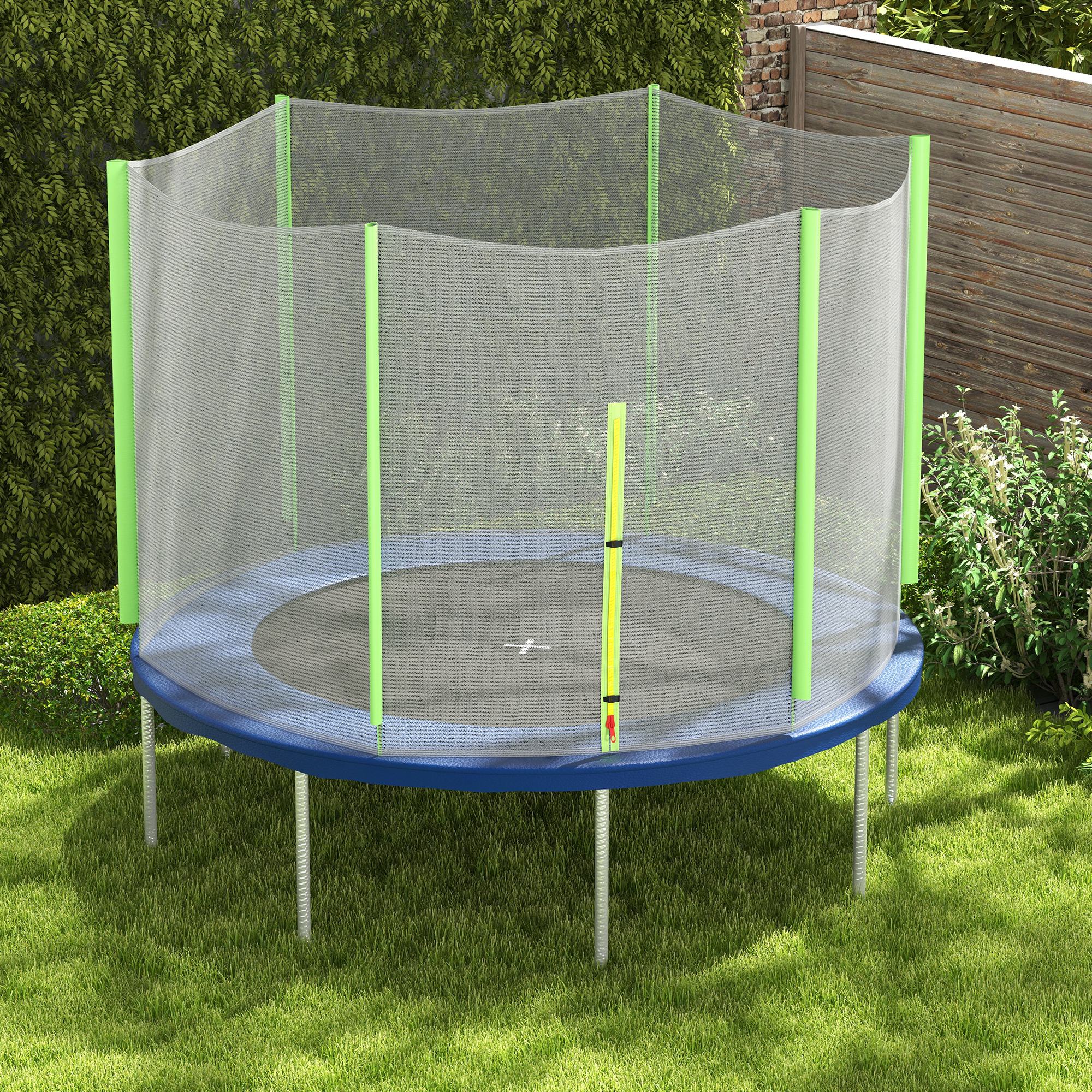 Rete di Protezione per Trampolini a 6 Pali con Ingresso con Cerniera Ø244x180 cm in PE Nero e Verde